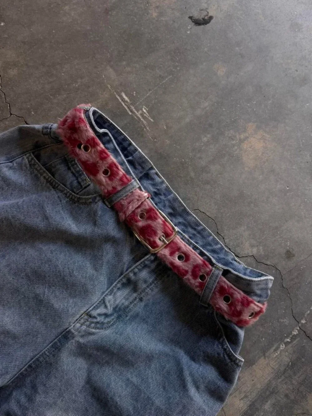 Pink Cheetah Print Plush Faux Fur Belt